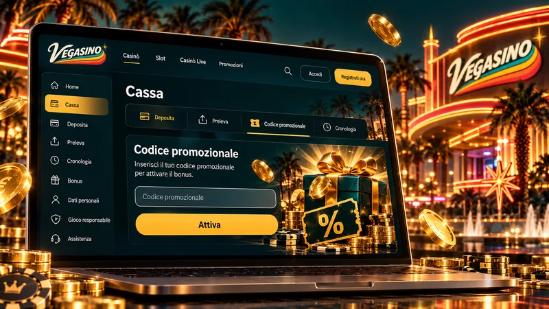 Campo codice promo nella registrazione Vegasino, non necessario per il bonus di benvenuto