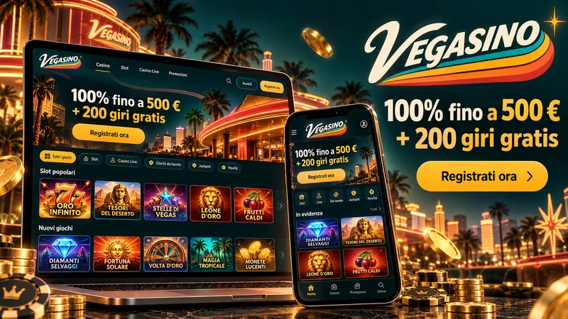 Catalogo Vegasino con slot e tavoli live valutati nella recensione